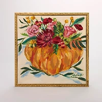 Bright Floral Pumpkin Framed Art Print