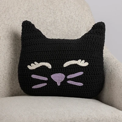 Crochet Black Cat Shaped Pillow