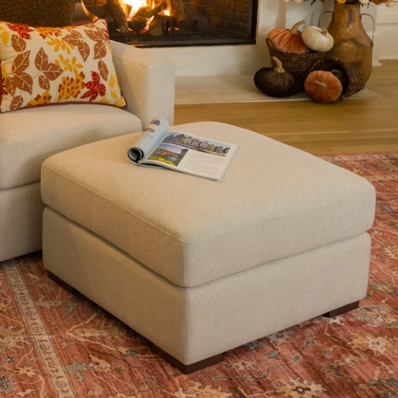 Brooks Sand Upholstered Ottoman