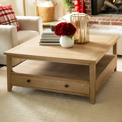 Duncan Natural Whitewash Wood Coffee Table