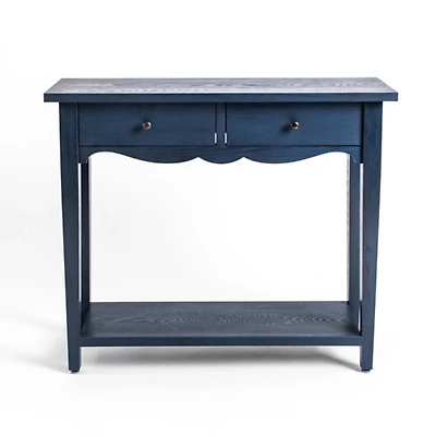 Navy Wood Scallop Console Table