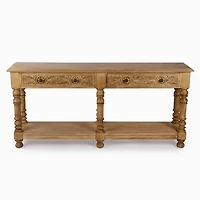 Ornate Carved Wood 2-Drawer Console Table
