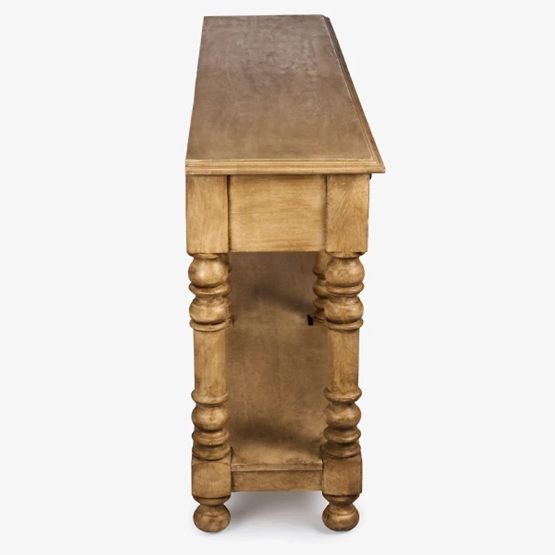 Ornate Carved Wood 2-Drawer Console Table