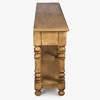 Ornate Carved Wood 2-Drawer Console Table