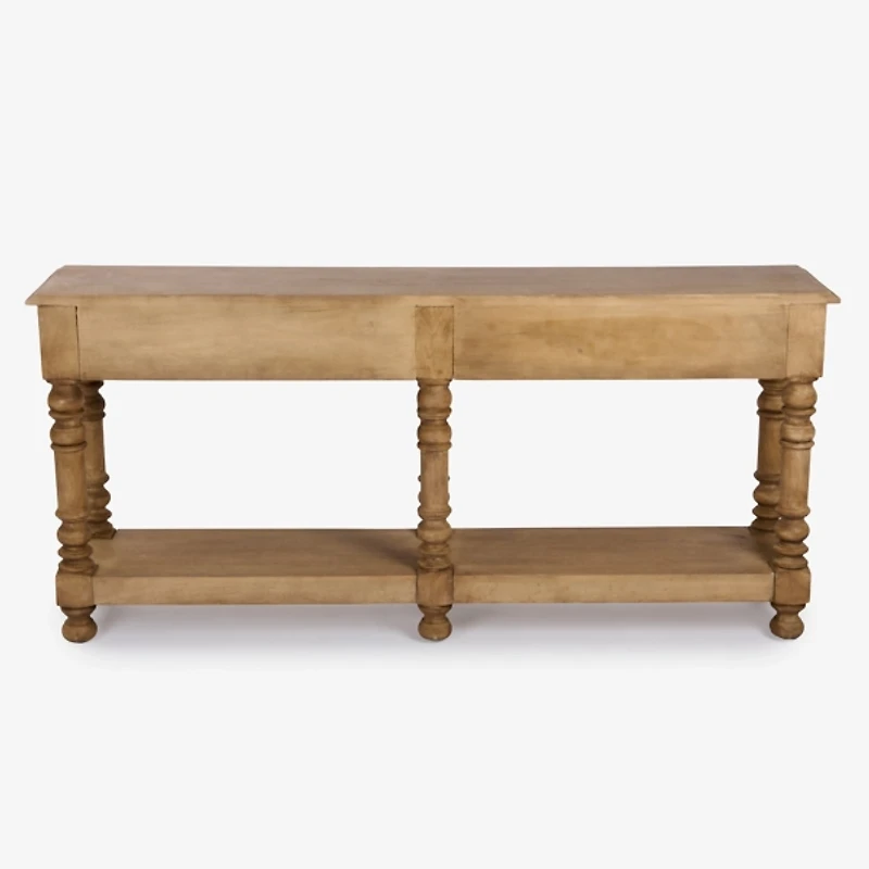 Ornate Carved Wood 2-Drawer Console Table