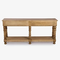 Ornate Carved Wood 2-Drawer Console Table
