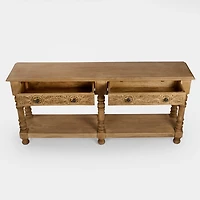 Ornate Carved Wood 2-Drawer Console Table