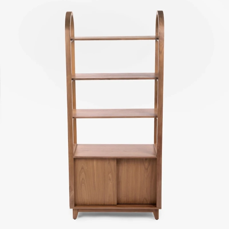 Walnut Wood Harlow Bookcase with Cabinet
