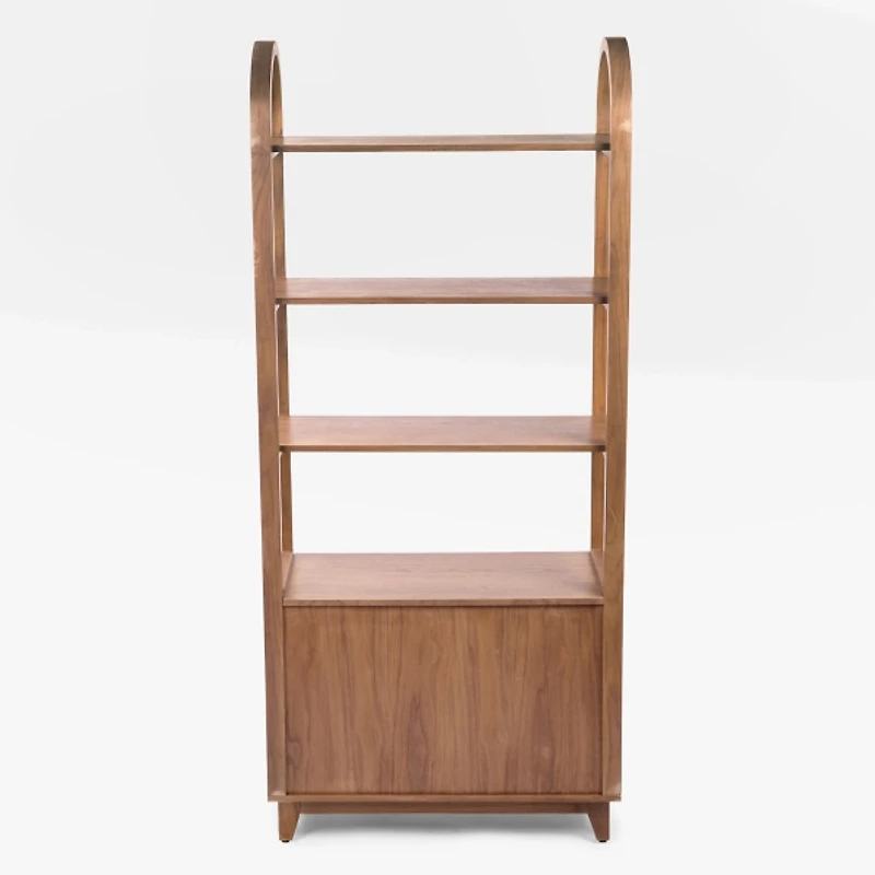 Walnut Wood Harlow Bookcase with Cabinet