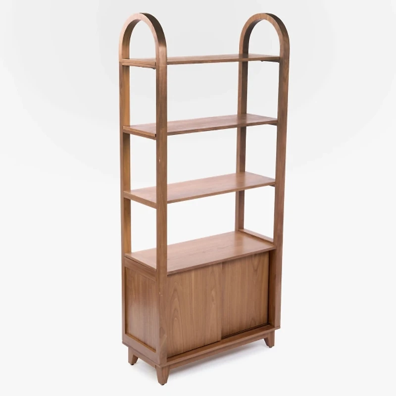 Walnut Wood Harlow Bookcase with Cabinet