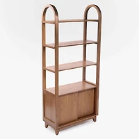 Walnut Wood Harlow Bookcase with Cabinet