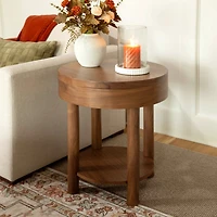 Walnut Wood Round Harlow End Table