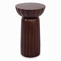 Walnut Brown Wood Scalloped Side Table