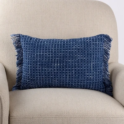 Navy Woven Barlowe Lumbar Pillow
