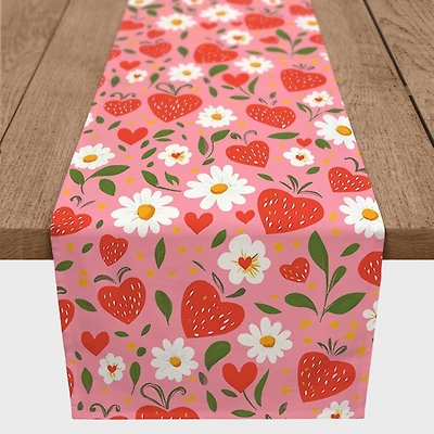 Strawberry Heart and Daisy Table Runner, 72 in.