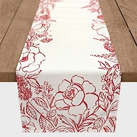Red Floral Border Table Runner, 90 in.