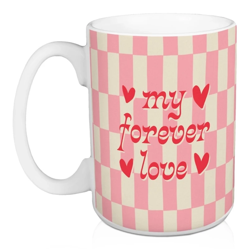 My Forever Love Checkered Mugs, Set of 2