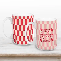 My Forever Love Checkered Mugs, Set of 2