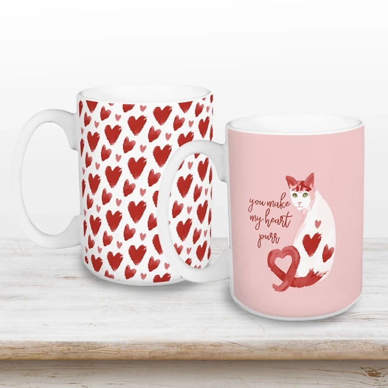 You Make My Heart Purr Mugs, Set of 2