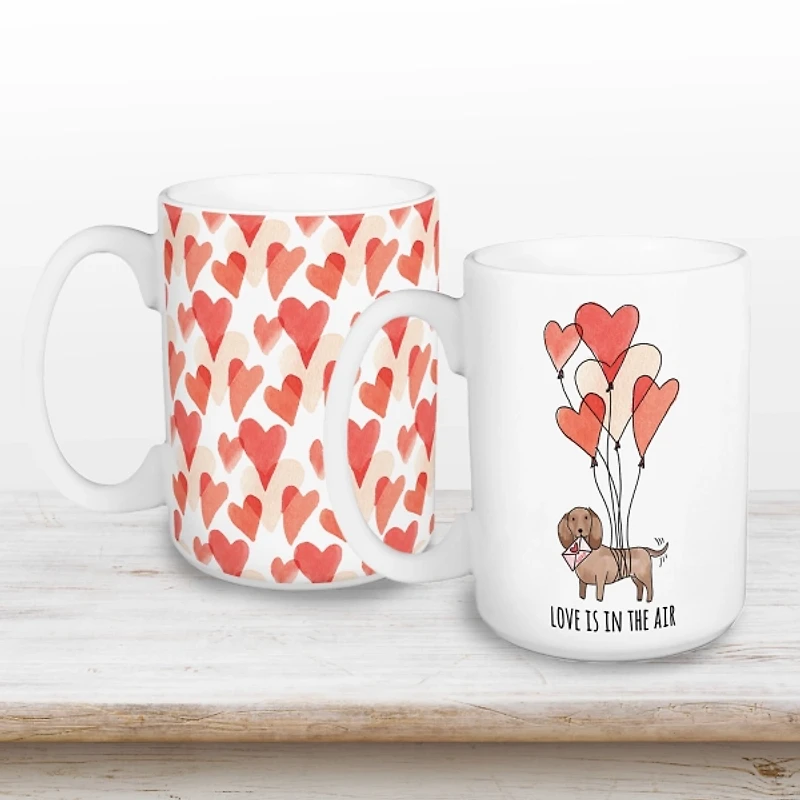 Love Is In The Air Weenie Mugs, Set of 2