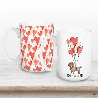 Love Is In The Air Weenie Mugs, Set of 2