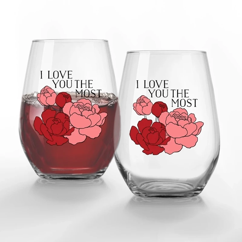 I Love You Most Stemless Wine Glasses, Set of 2