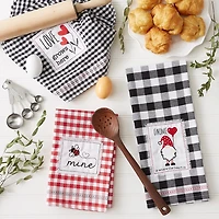Assorted Plaid Valentines Dish Towels, Set of 3