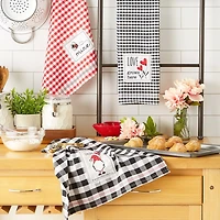Assorted Plaid Valentines Dish Towels, Set of 3