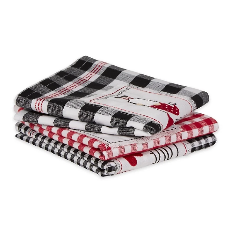 Assorted Plaid Valentines Dish Towels, Set of 3