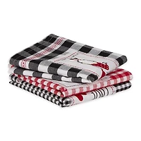 Assorted Plaid Valentines Dish Towels, Set of 3