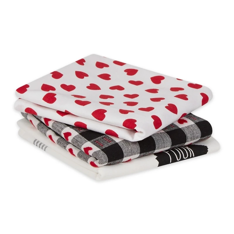 Assorted Dog Love Valentines Dish Towels, Set of 3