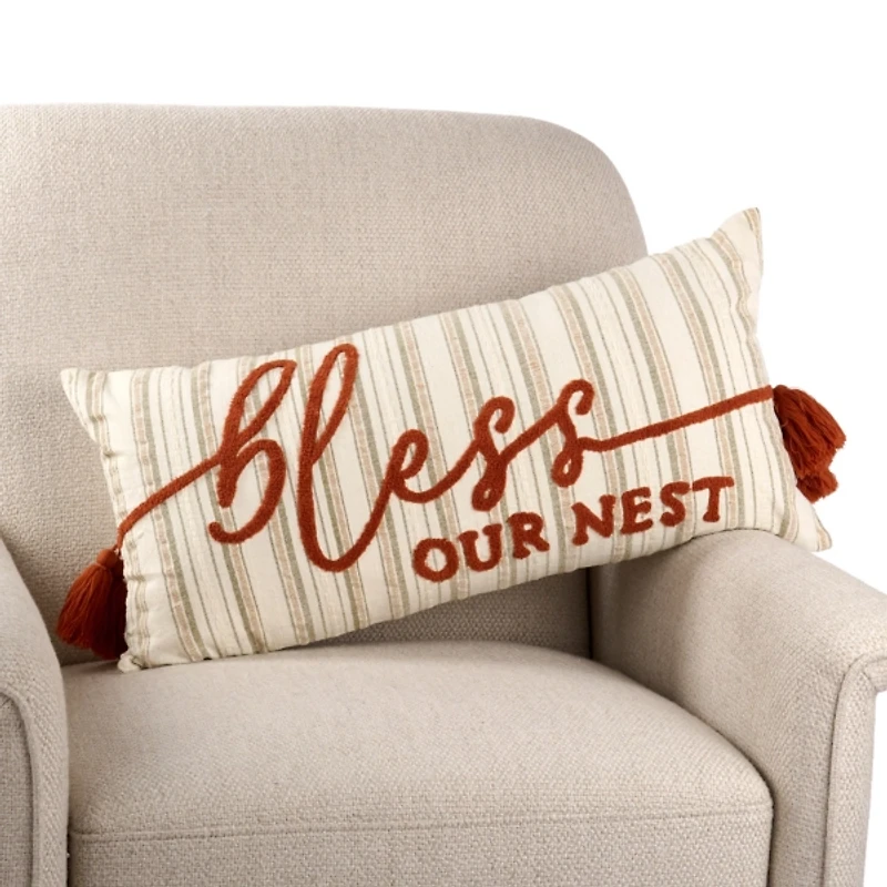 Bless Our Nest Striped Lumbar Pillow