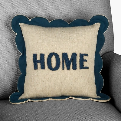 Blue Home Scalloped Pillow
