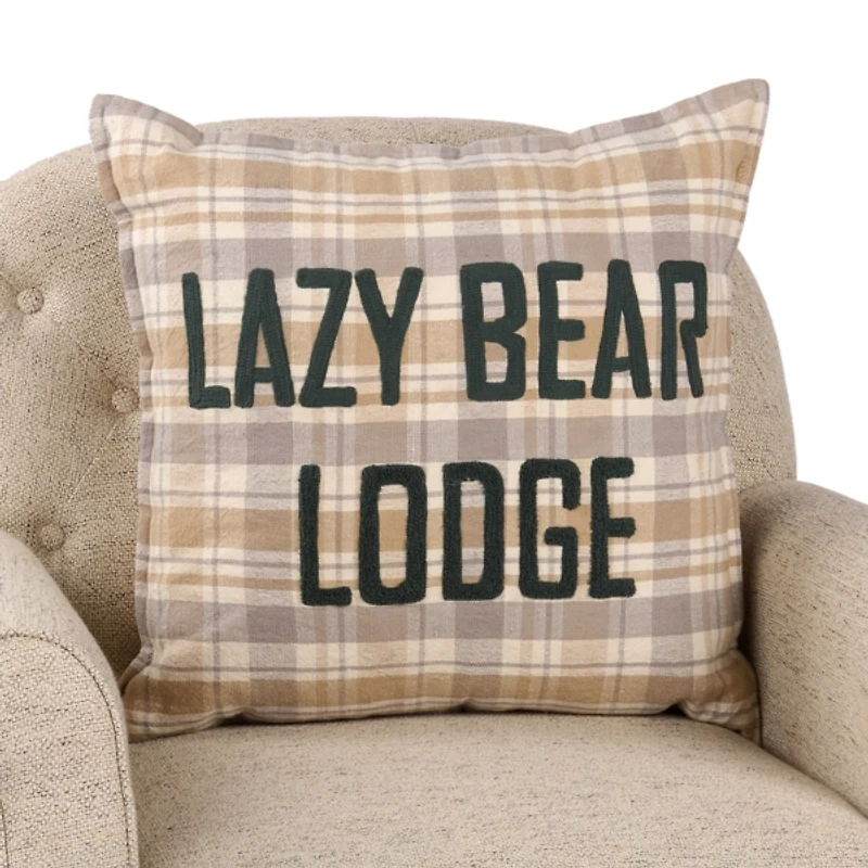 Lazy Bear Lodge Plaid Pillow