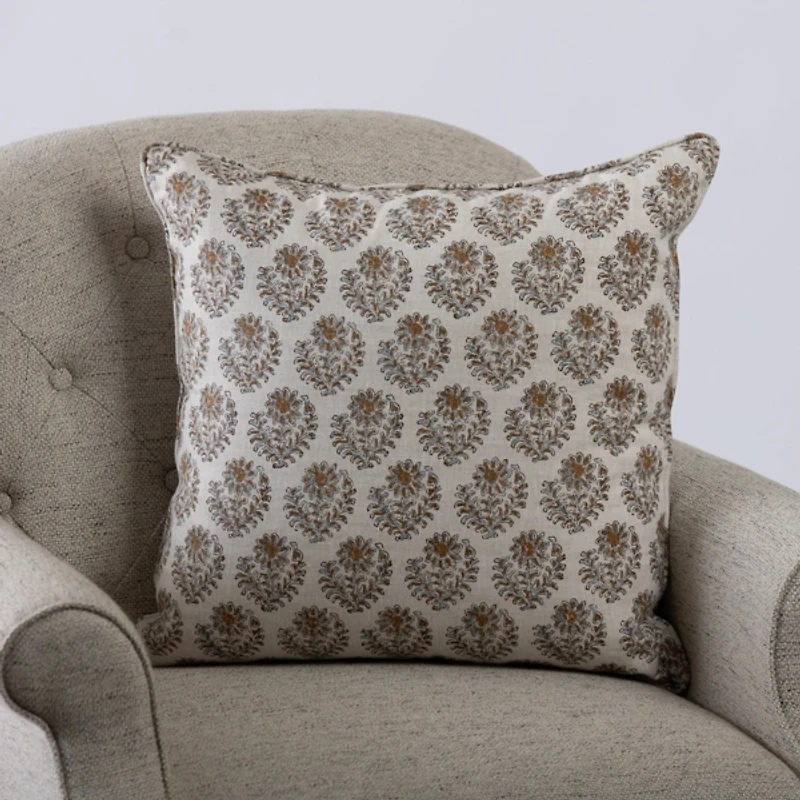 Ivory Floral Crest Pattern Pillow