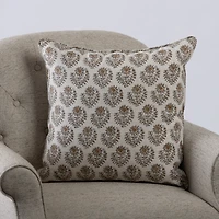 Ivory Floral Crest Pattern Pillow