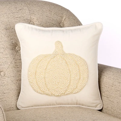 Beaded Pearl Pumpkin Pillow