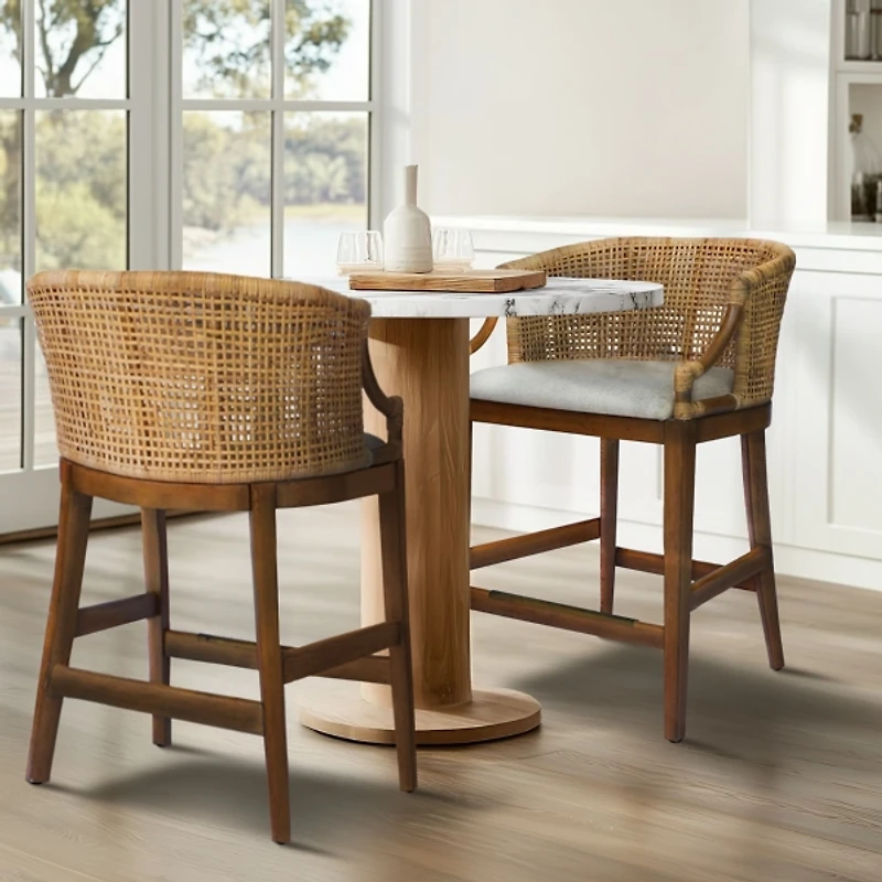 Martha Stewart Natural Rattan Playa Counter Stool