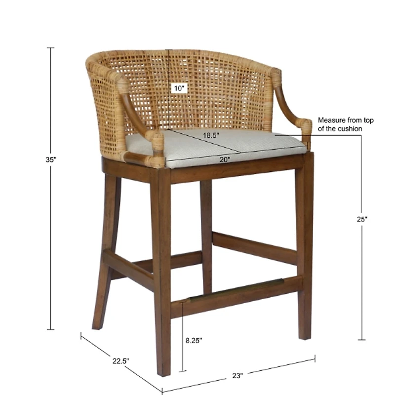 Martha Stewart Natural Rattan Playa Counter Stool