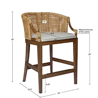 Martha Stewart Natural Rattan Playa Counter Stool