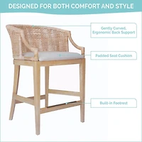 Martha Stewart Natural Rattan Playa Counter Stool