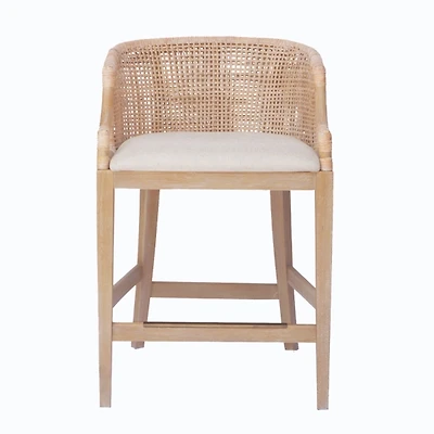 Martha Stewart White Rattan Playa Counter Stool