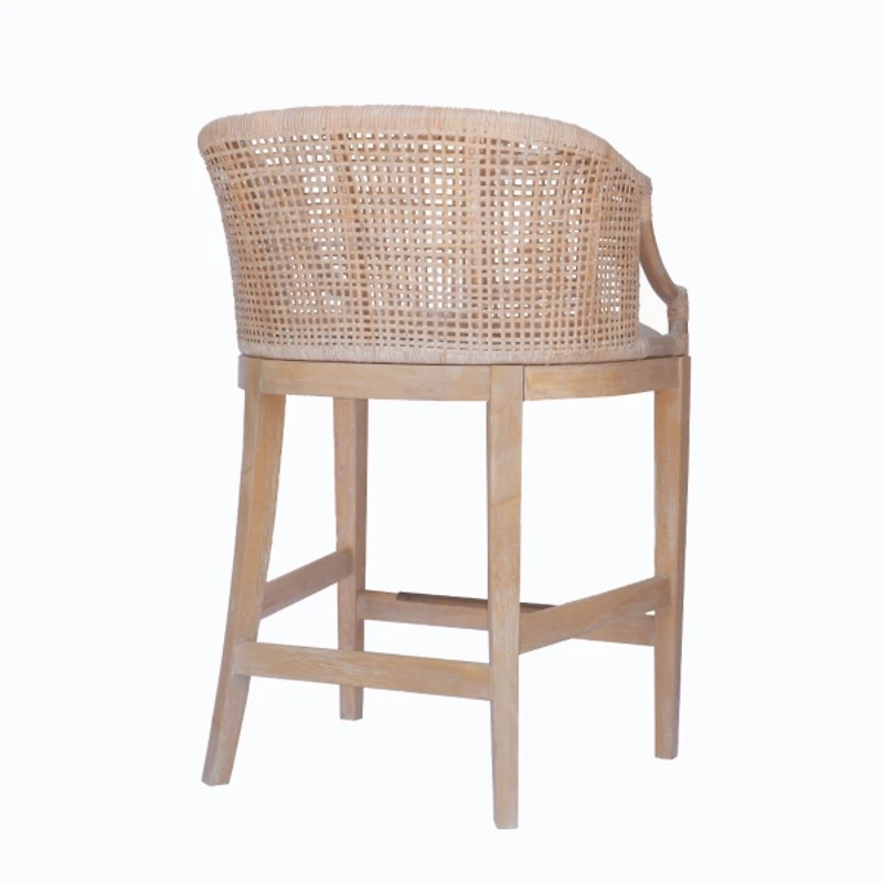 Martha Stewart White Rattan Playa Counter Stool