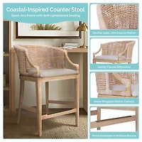 Martha Stewart White Rattan Playa Counter Stool