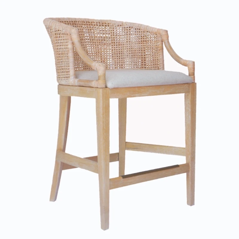 Martha Stewart White Rattan Playa Counter Stool