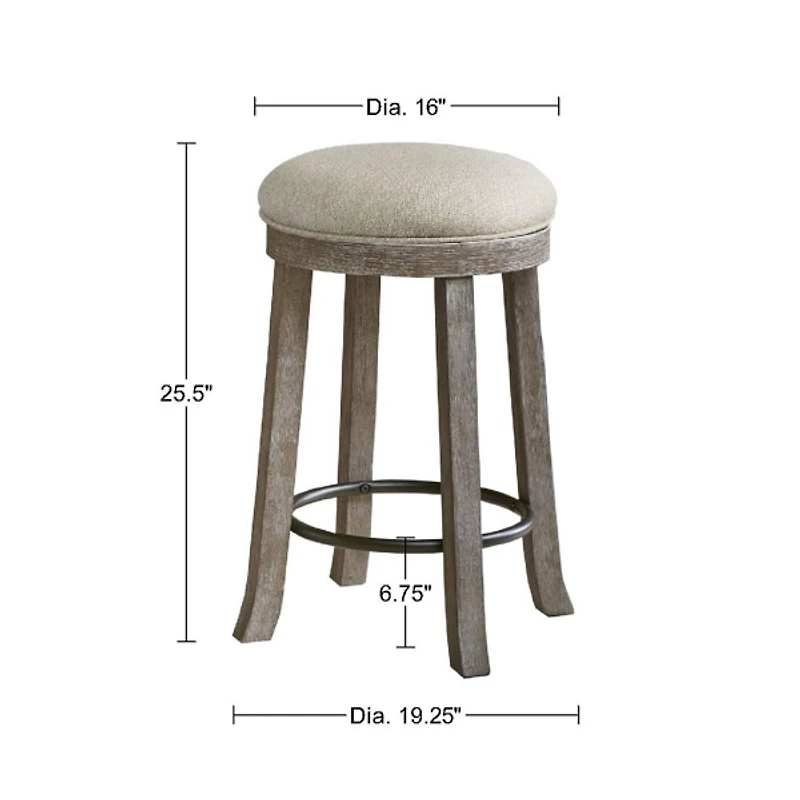 Cream and Gray Backless Swivel Counter Stool