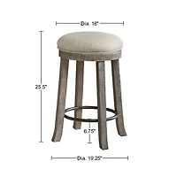 Cream and Gray Backless Swivel Counter Stool