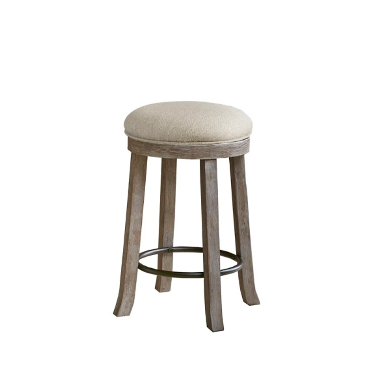 Cream and Gray Backless Swivel Counter Stool