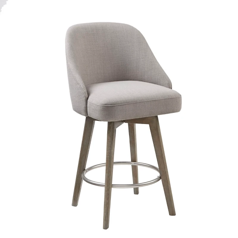 Gray Upholstered Pearce Swivel Counter Stool