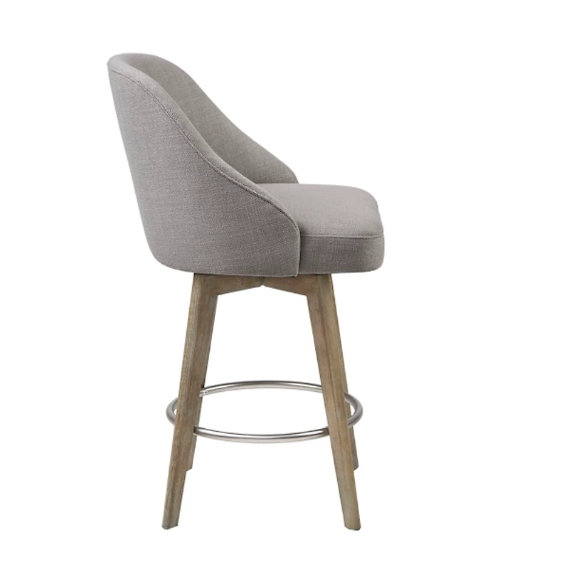 Gray Upholstered Pearce Swivel Counter Stool